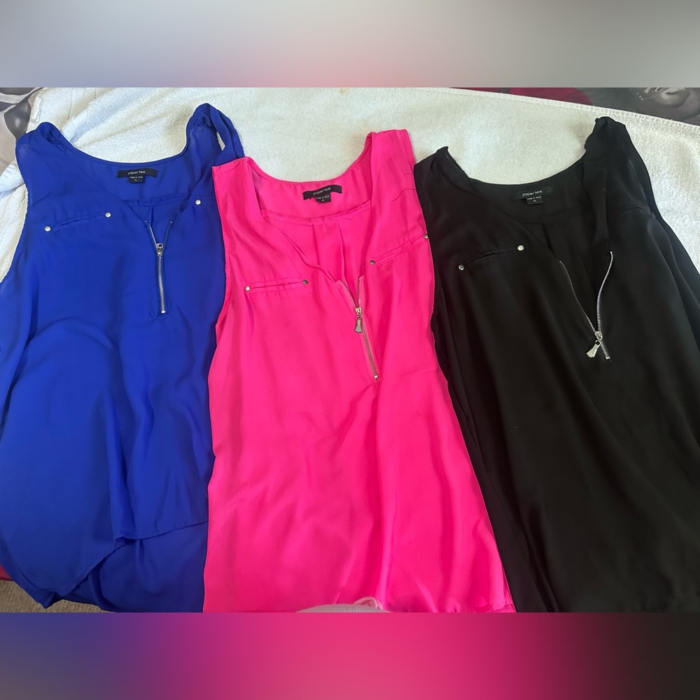 Zip up Tank Tops - Royal Blue, Hot Pink, Jet Black
